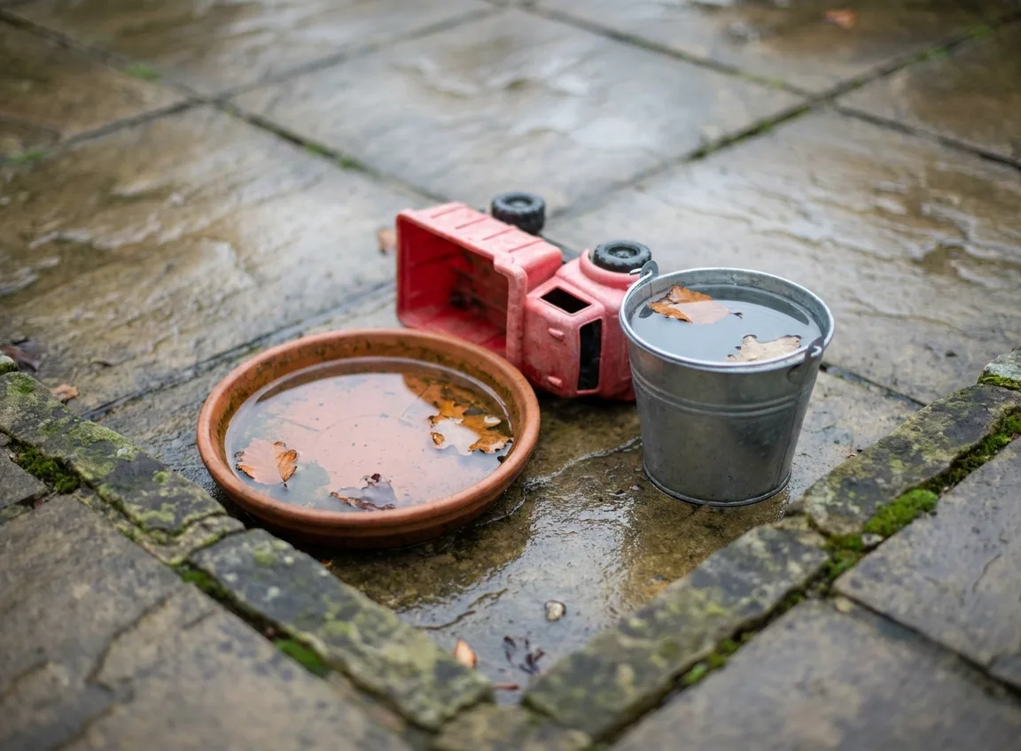 mosquito control rainwater in yard containers